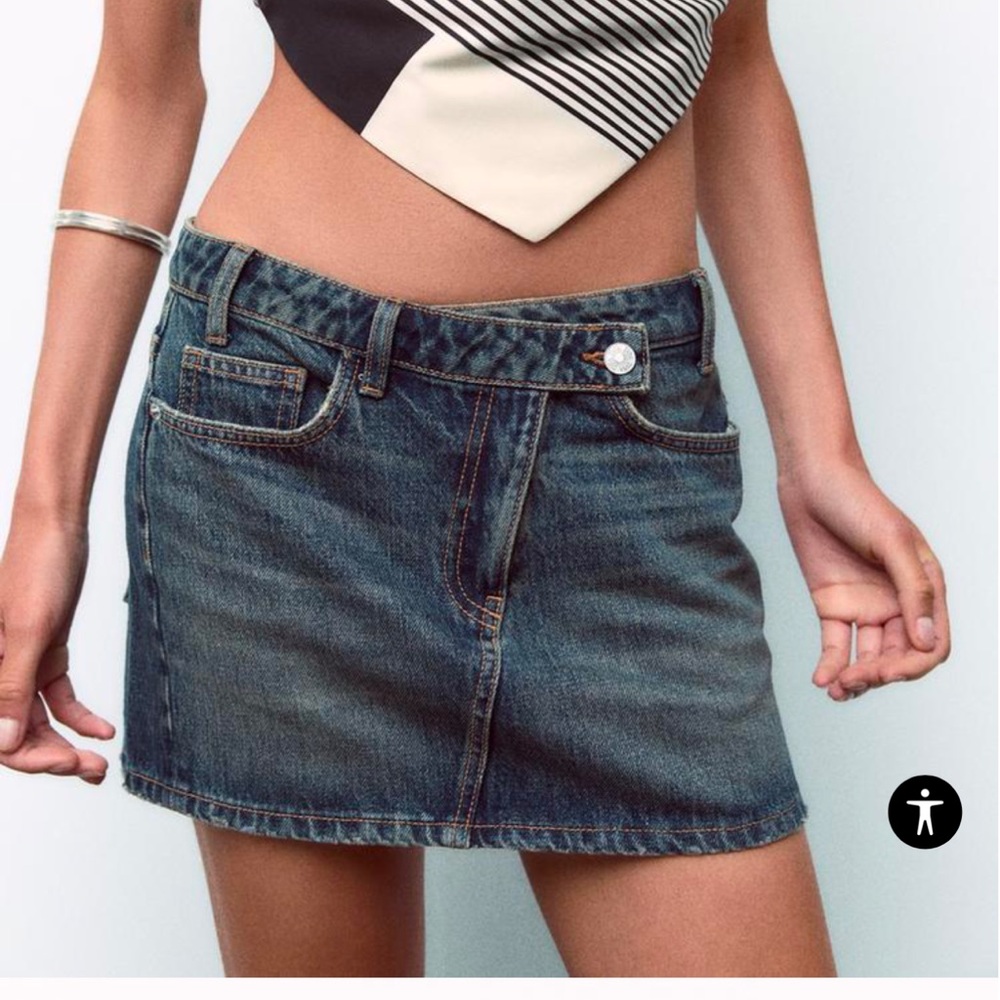 Zara - TRF DENIM MINI SKIRT - Navy blue | 2569/291/401